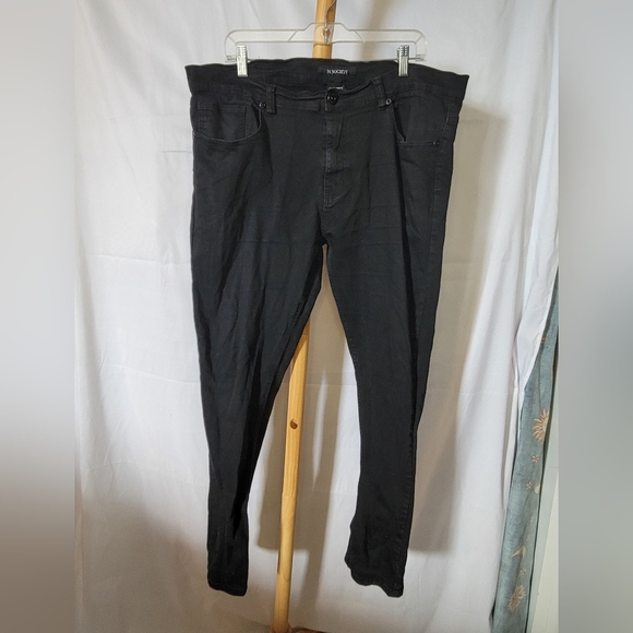 M SOCIETY Black Stretchy Narrow Leg Pipe Leg Jeans 40/32 - Picture 2 of 7